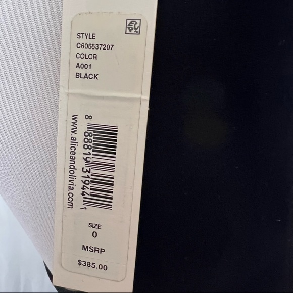 💕Host Pick💕Alice + Olivia $385 Racerback Leather Shoulder Dress Sz 0 Retail - Picture 10 of 12